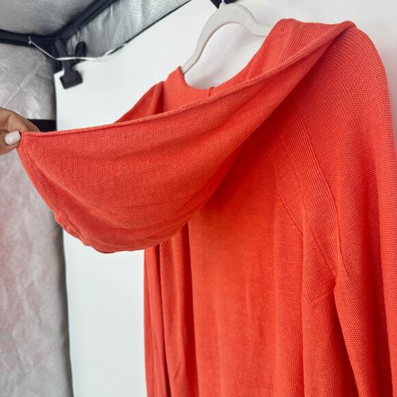 FREE PEOPLE Optimistic Linen Blend Hoodie Pullover Sweater XS Oversized Coral - Picture 9 of 12